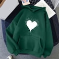 thumbnail image 2 of XZNGL Womens Comfortable Sweater Heart Pattern Printed Womens Hooded Pocket Drawstring Sweater, 2 of 4