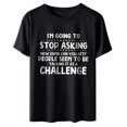 thumbnail image 4 of RXIRUCGD Chemises pour Femmes Mode Été Décontracté Col Rond Imprimé Lettre Manches Courtes T-Shirt Noir Tops pour Femmes, 4 of 7