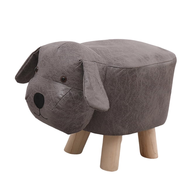 Abbracc Animal Footstool Foot Rest Step Stool Kids Learning Stool Bench Cartoon Pouffe Chair Shoe Changing Stool for Entryway Bedroom Black dog