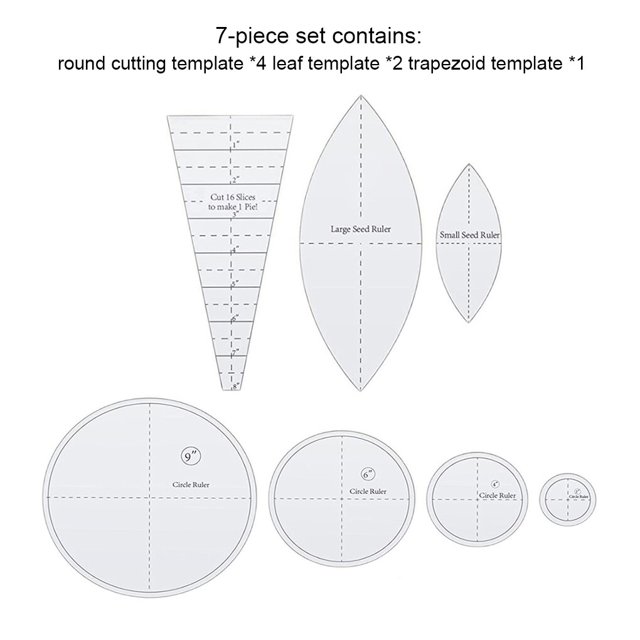Kit de Gabarit Règle en Acrylique pour Courtepointe Broderie Durable Pratique Portable Réutilisable Bricolage Fabrication Couture Artisanat Artisanat pour Professionnels 7 Pcs/ensemble