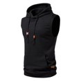 thumbnail image 2 of Pompotops Homme Décontracté Uni Chandail à Capuche Sans Manches Chandail à Capuchon Chandail Débardeur Blouse en Solde, 2 of 8