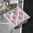 thumbnail image 2 of Amanman Portable Mirror Square Small Mirror for Purse Compact Mirror with Purple Cat's Eye Stone 2-Sided Mini Mirror (Purple Flower), 2 of 7