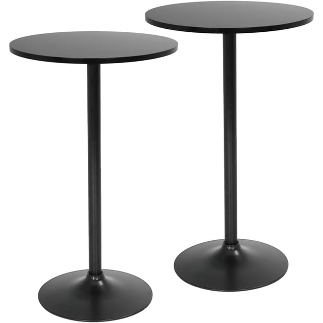 BestOffice Bistro Pub Table 2 Pack 40 Inch Height Round Bistro for Home and Kitchen Dining, Black