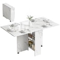 thumbnail image 1 of HOMCOM Folding Dining Table, Drop Leaf Table with 2-tier Shelves, 1 of 10