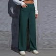 thumbnail image 2 of Women's Work Pants - High Elastic Waisted Trousers - Straight Wide Leg Button Down Casual Pants, 2 of 5