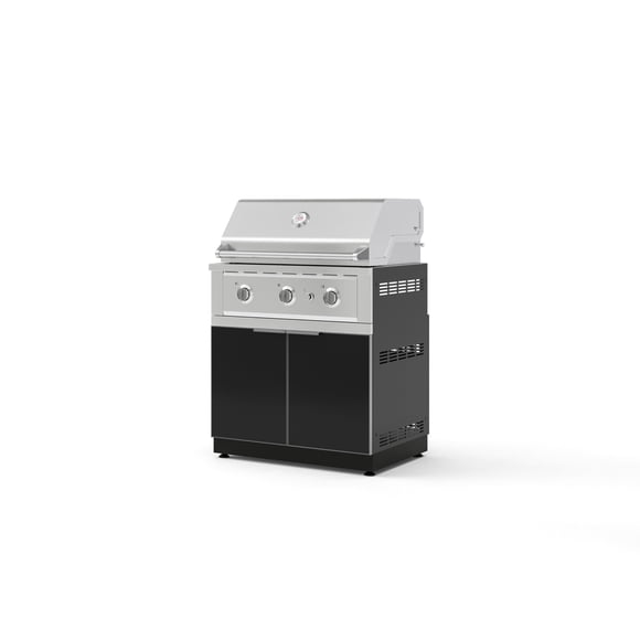 NewAge Products Outdoor Kitchen Aluminum 2 Piece Cabinet Set with Grill Cabinet and Performance Grill