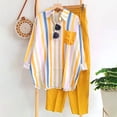 thumbnail image 2 of Mikilon Ensemble Élégant pour Femmes 2 Pcs Été Nouveau Cardigan Imprimé Décontracté à Revers Mode Costume Nouveau Cardigan Imprimé Été Ensemble Mode Jaune TG, 2 of 6
