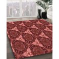 thumbnail image 3 of Ahgly Tapis Rond Lavable en Machine Intérieur Transitionnel Orange, 6 Pieds Rond, 3 of 7