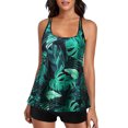 thumbnail image 4 of Aboser Tropical Print Tankini for Women 2 Piece Swimsuits Summer Swim Top with Buttom Bathing Suits Tummy Control Beachwear, 4 of 7