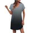 thumbnail image 1 of LOVZFMLL Robes d'Été pour Femmes T-Shirt Décontracté Ample Robe Droite Col en V Manches Courtes Basique Tenues Quotidiennes Gris S, 1 of 5