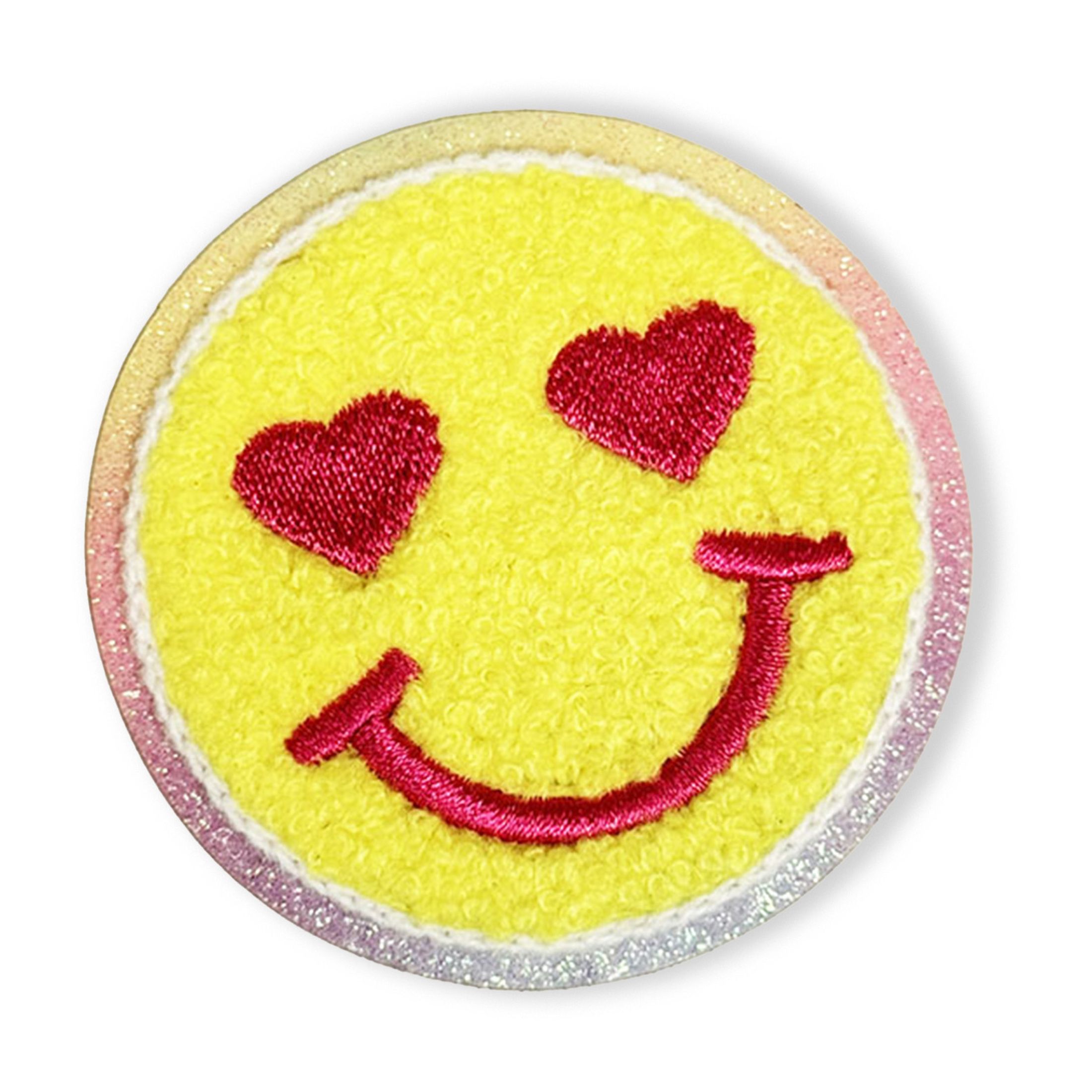 LA VOGUE Smiley Face Embroidered Iron-On Patch, 1 Piece - ~11.43 × 8.89 cm (4.5 × 3.5 in)