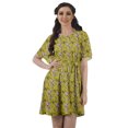 thumbnail image 1 of Moomaya Moss Georgette Bell Sleeves Short A-Line Printed Summer Dress For Women, 1 of 4