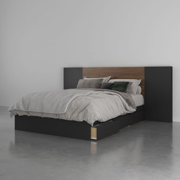 Onyx 3 Piece Bedroom Set, Walnut and Black