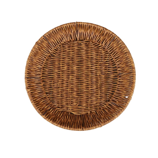 Fruit Vegetable Storage Basket Plastic Imitation Vines Woven 28*28*4cm Multi Functional Storage Tray for Snack Candy Bread Organizing