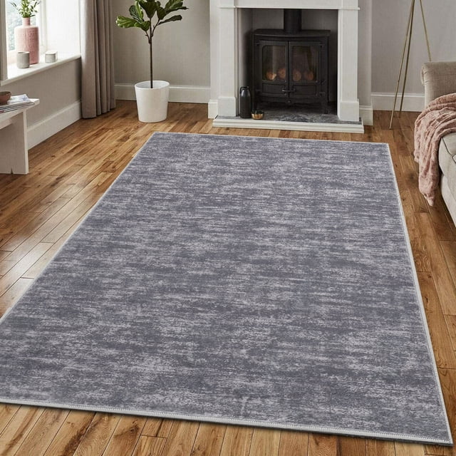 Modern Solid Color Rug 4x6ft, Washable Non-Slip Low Pile Area Rug for Living Room & Bedroom