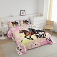 thumbnail image 3 of Erosebridal Ensemble de Literie Cheval 3D, Couette Fleurs de Cerisier Roses, Décor Animal Rustique, 3 Pcs, 3 of 7