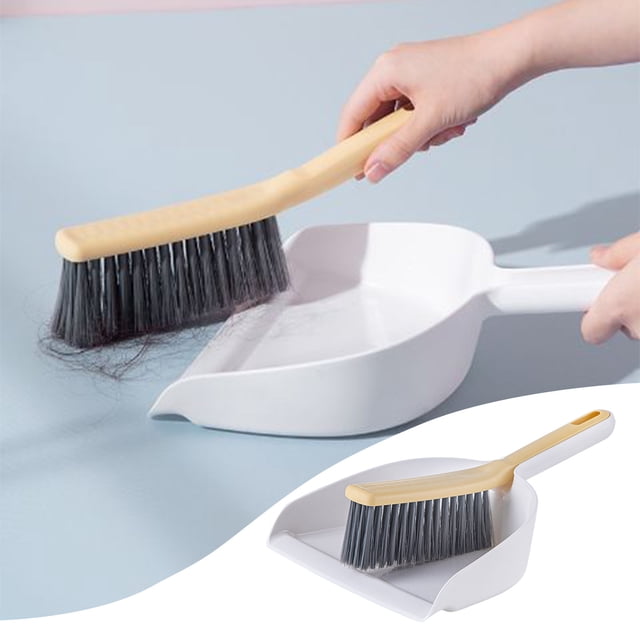 Hand Broom and Dustpan Set, EDHITNR Compact Mini Cleaning Tool, Plastic Desktop Keyboard Sofa Car Small Space Handheld Broom Dustpan, Yellow