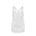 thumbnail image 4 of SMihono Robe d'Été pour Femmes Grande Taille Mode Femmes Sexy Col en V Couleur Unie Robe Sans Manches à Franges Jupe Courte, 4 of 8