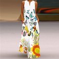 thumbnail image 2 of Pisexur Robe d'Été de Plage pour Femme, Robe Longue Formelle à Fleurs, Manches Courtes, Col en V, Décontractée, Ample, Grande Taille, avec Poches, 2 of 9