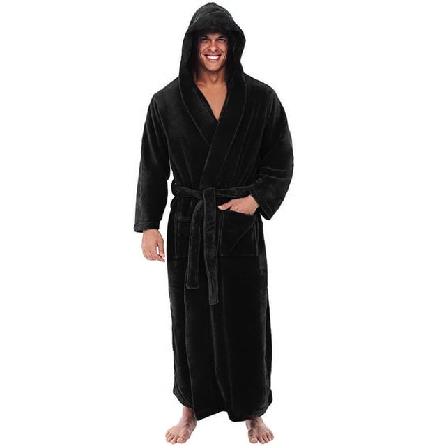Intimates Men's Winter Plush Lengthened Shawl Bathrobe Home Clothes Long Sleeved Robe Coat XXXXL