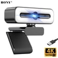 thumbnail image 1 of RONY 4K Autofocus Webcam with Ring Light, Plug & Play Computer Camera with Microphone for PC Laptop Video Streaming, 1 of 12