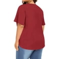 thumbnail image 3 of Frostluinai Women's Tops Plus Size Ruffle Short Sleeve Tunic Shirts V Neck Pleated Tshirts Solid Color Flowy Blouses Lightweight Going Out Tees, 3 of 7