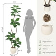 thumbnail image 2 of 5.9ft Artificial Rubber Tree with Off White Sphere Resin Planter & Stone,Indoor Artificial Tree Tall Plant Fake Tree,Faux Fiddle Leaf Fig Tree for Home Decor, 2 of 7