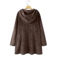 thumbnail image 4 of Women Printed Button Plush Tops Hooded Loose Cardigan Wool Coat Winter Jacket, 4 of 9