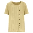 thumbnail image 4 of Mrat Half Sleeve Short Blouse à Manches Courtes pour Femmes, Mode, Couleur Unie, Confortable, Ample, Blouse à Manches Courtes, Boutonnée, Style Court Lock, Décontractée, Col Rond, Hauts, Tunique Ample Unie, P-26 Jaune TTG, 4 of 6
