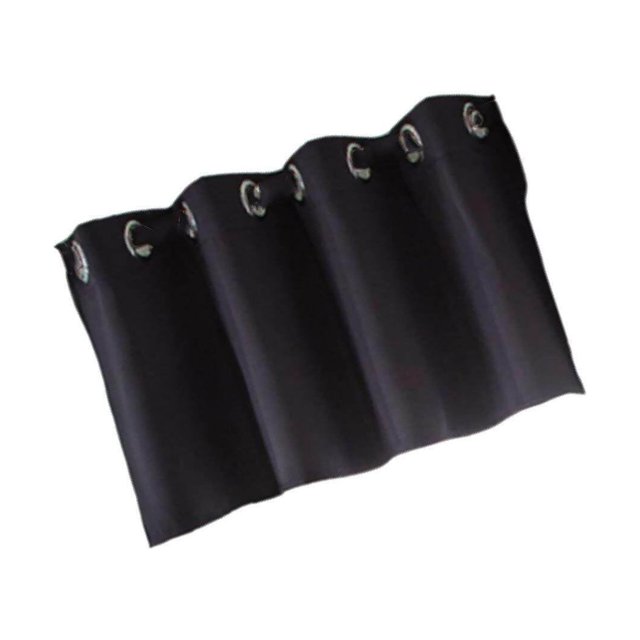 Solid Colored Short Valance Curtains Kitchen Pocket Curtain Window Treatment in black, made of textured polyester fabric. Features a rod pocket design with a 4cm diameter pocket hole, suitable for tension or normal rods. Available in sizes 29x14 inches (74x36cm) or 52x36 inches (132x90cm). Ideal for kitchens, bathrooms, or laundry rooms, providing privacy while allowing natural light. Includes one curtain panel; rods not included.