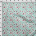 thumbnail image 4 of oneOone Silk Tabby Aqua Blue Fabric Beach Seashell Sewing Craft Projects Fabric Prints By Yard 42 Inch Wide, 4 of 4