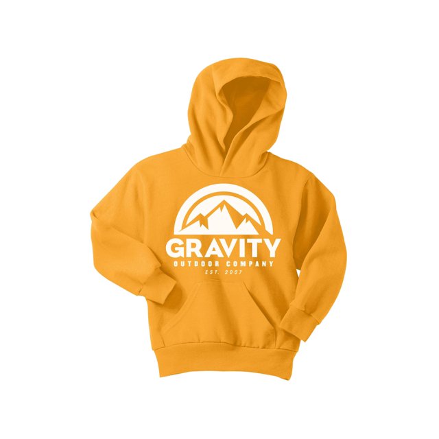 Gravity Outdoor Co. Chandail à Capuchon pour Jeunes - Logo Blanc - Or - Petit