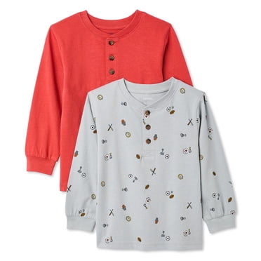 Lot de 2 t-shirts à col henley et manches longues George pour petits garçons