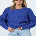 thumbnail image 4 of Pull-Over Surdimensionné pour Femmes Automne Col Rond Manches Longues Pull Tricoté Épais Blouse Haut, 4 of 7