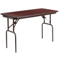 thumbnail image 1 of 4-Foot Mahogany Melamine Laminate Folding Banquet Table, 1 of 9