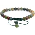 thumbnail image 1 of Natural India Agate Gemstone 6mm Round Beads Adjustable Bracelet 7" Unisex, 1 of 2