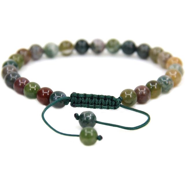 Natural India Agate Gemstone 6mm Round Beads Adjustable Bracelet 7" Unisex
