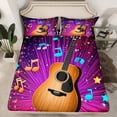 thumbnail image 2 of Guitar Sheets Glitter Music Notes King Bed Sheets Set,Musical Instrument Sheet Set for Kids Boys Girls Teens Room Decor Purple Gradient, 2 of 6