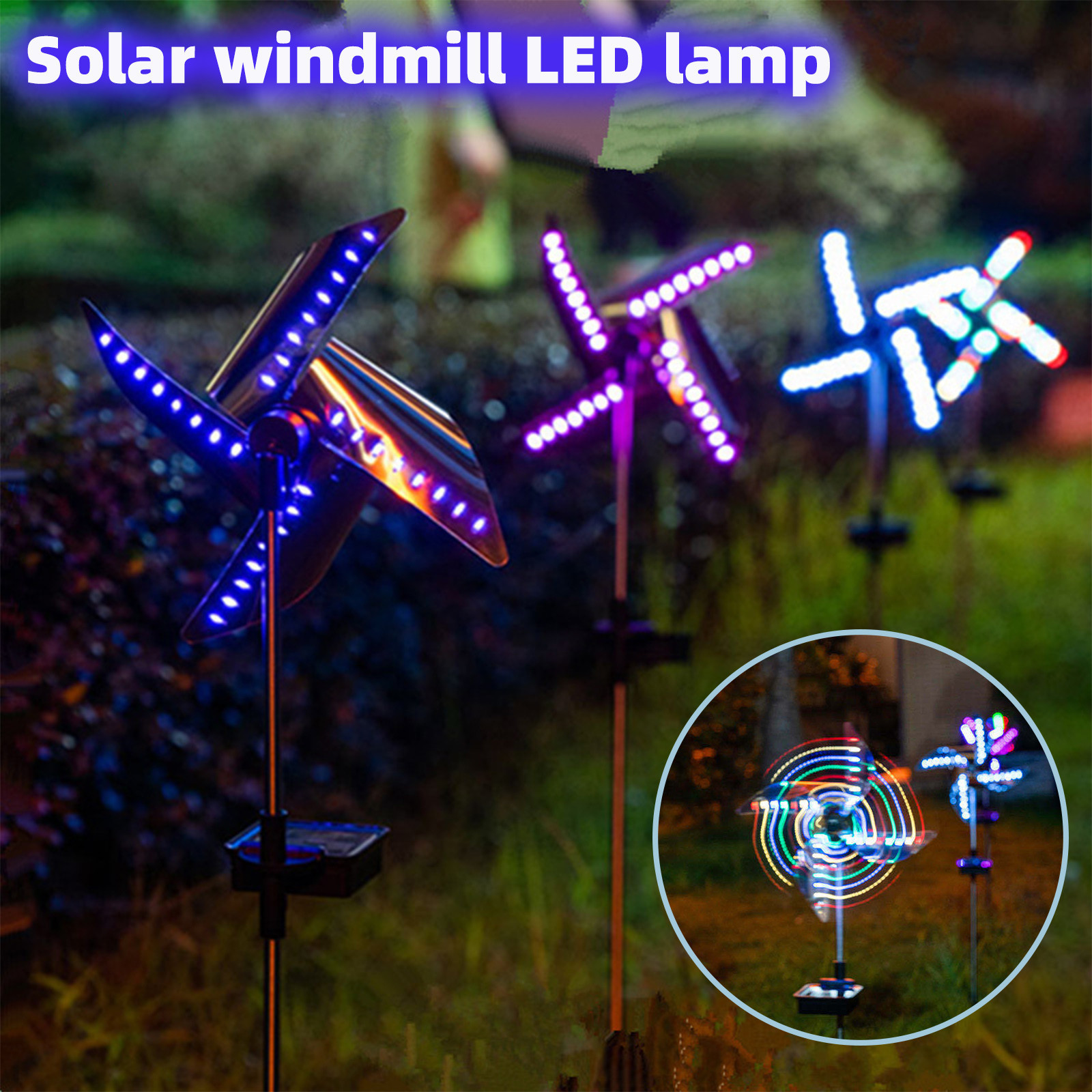 EGNMCR Outdoor Lights Patio Lights Creative Solar Ground Plug Lights Garden Garden Decoration Windmill Lights Plug the light
