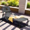 thumbnail image 3 of Topbuy Beach Lounge Chair with 5 Adjustable Positions, Detachable Pillow and Hand Ropes - Set of 1, Gray, 3 of 10