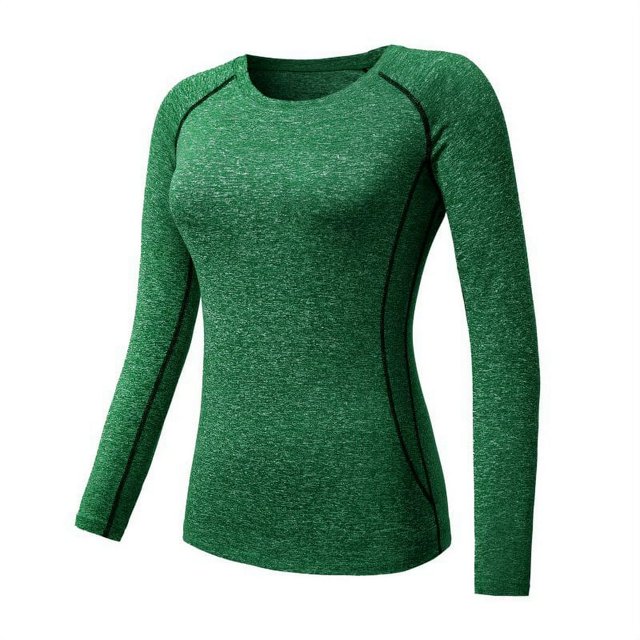 Femmes Manches Longues Sport Compression T-Shirt à Séchage Rapide Gym Yoga Running Tops Tee Rose S