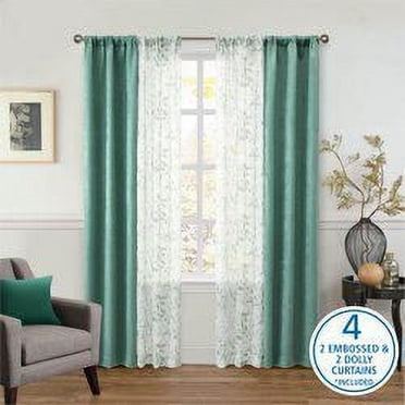 Ensemble de rideaux occultants métalliques Mainstays, vert sauge, 27,5" l x 84" L