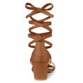 thumbnail image 3 of BLISSFUL STEP Women's Open Toe Color Block Lace Up Heel Sandals, 3 of 7