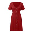 thumbnail image 4 of Robes pour Femmes 2024 Été Surdimensionnées Vacances Col en V Bouton Taille Hauts Robe Rabais de 50 % Liquidation!, 4 of 5