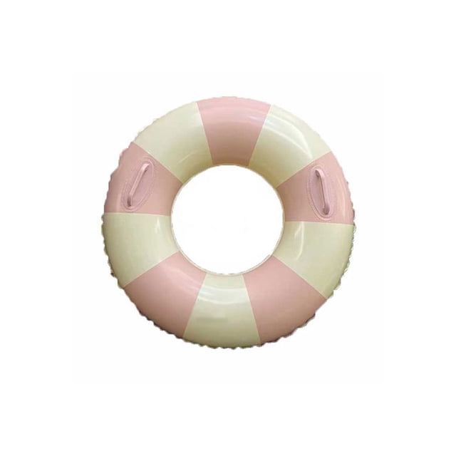 pitrice Children Inflatable Swimming Pool Buoyancy Rings Water Boating Rowing Practicing Aid Circle for Indoor Gym Seaside Party Pink Stripe Size 100 with Handle