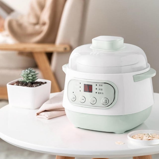 200W 1L Electric Ceramic Slow Cooker, Electric Stewing Pot Multiple Function Timer For Home Use With Timing Uniform Heating Cooking