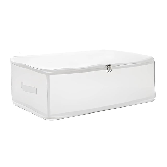 Graflsoa Foldable Translucent Storage Box for Clothes, Toys, and Bedding - Waterproof, Stackable, and Space-Saving Design (White, 36L/52x35x19cm)
