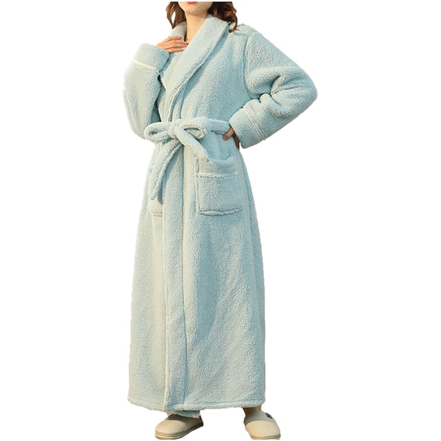 Timegard Womens Robe Soft Warm Fleece Bathrobe Solid Color Fall Winter Casual Loose Comfy Nightgowns