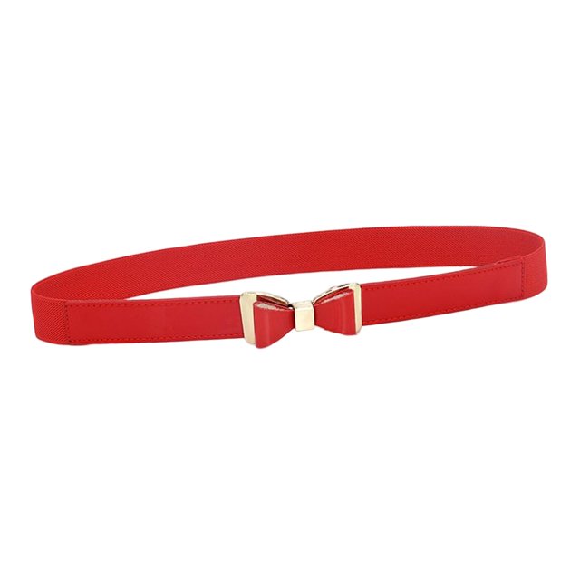 Ceinture Fine pour Femmes, Taille Extensible, Ceintures Élastiques avec Boucle Nœud, Rouge