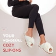 thumbnail image 2 of Women's Fuzzy Slippers Cross Band Memory Foam House Slippers Open Toe, 2 of 6